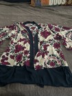 LuLaRoe Aurora Bell Sleeve Kimono L Navy Magenta Floral — photo 1