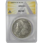 1894 O Morgan Dollar AU 53 ANACS Silver $1 Coin SKU:I19353