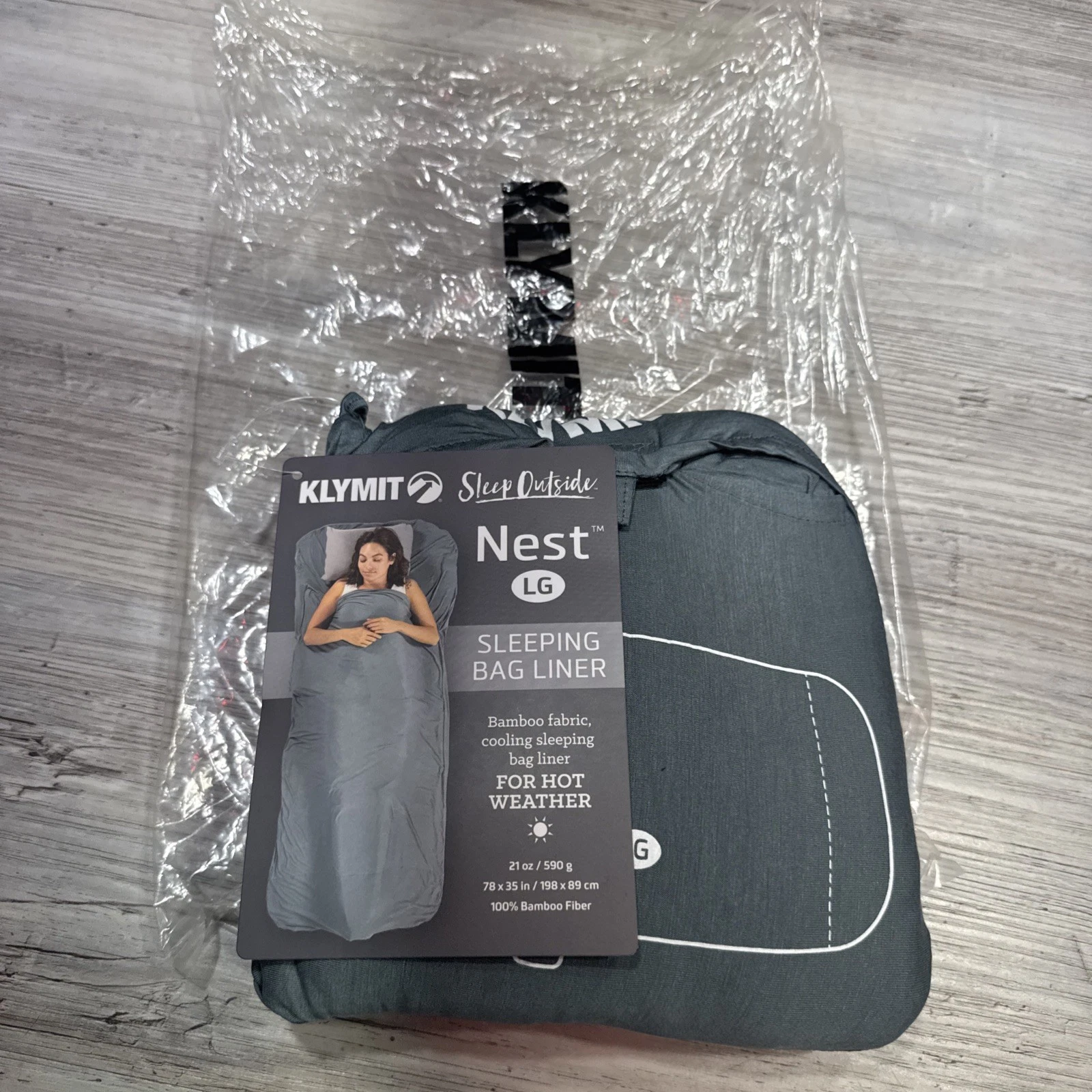 Klymit Sleeping Bag Liner Nest Size Large. For Hot Weather gray/blue