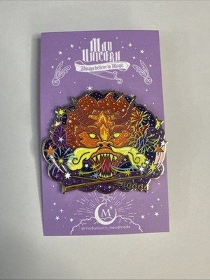 Harry Potter Pin Mad Unicorn Patreon Monthly Fireworks Dragon April 2024 Wand
