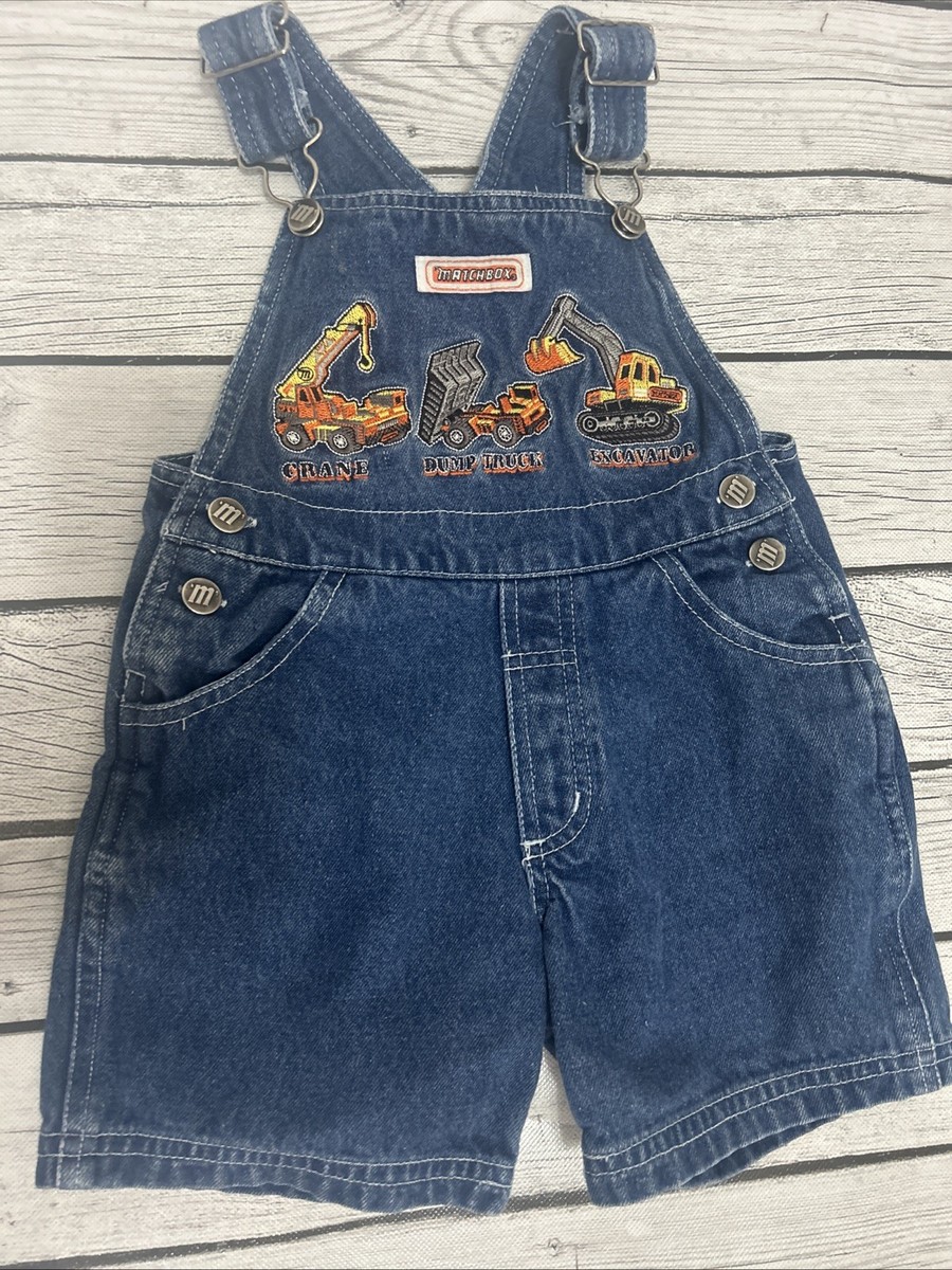 Vintage Y2K Matchbox Dark Wash Denim Jean Construction Overalls