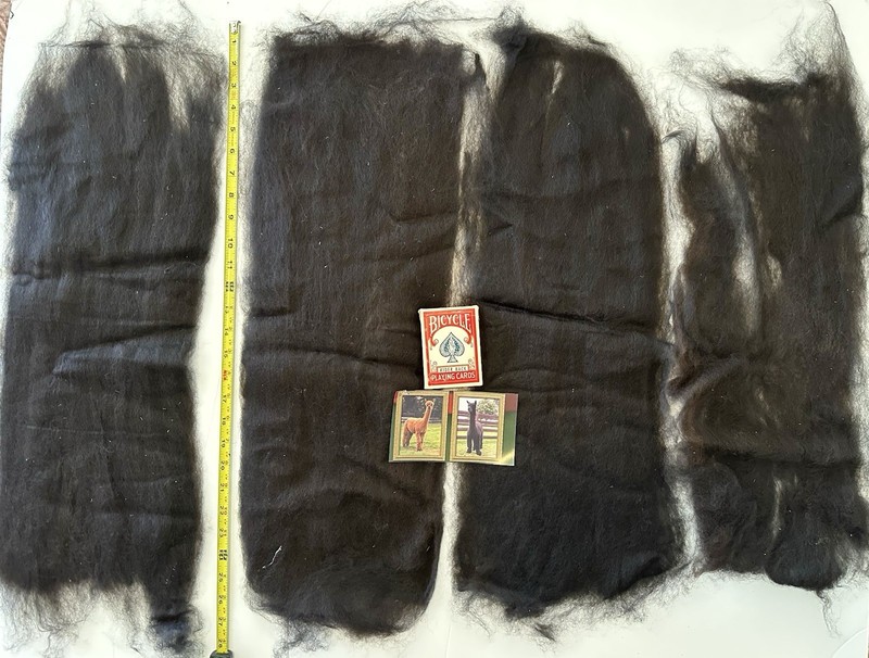 3.2oz Black Alpaca Fiber Batts Clean Washed Carded Spinning Felting Fiber X19