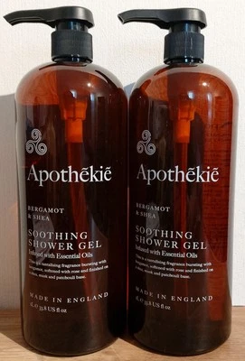 2 x 1000ml APOTHEKIE Bergamot & Shea Soothing Shower Gel with Essential Oils -UK