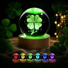 Listing image for Lucky Clover Crystal Ball Lamp – Colour Changing LED Glass Orb Gift