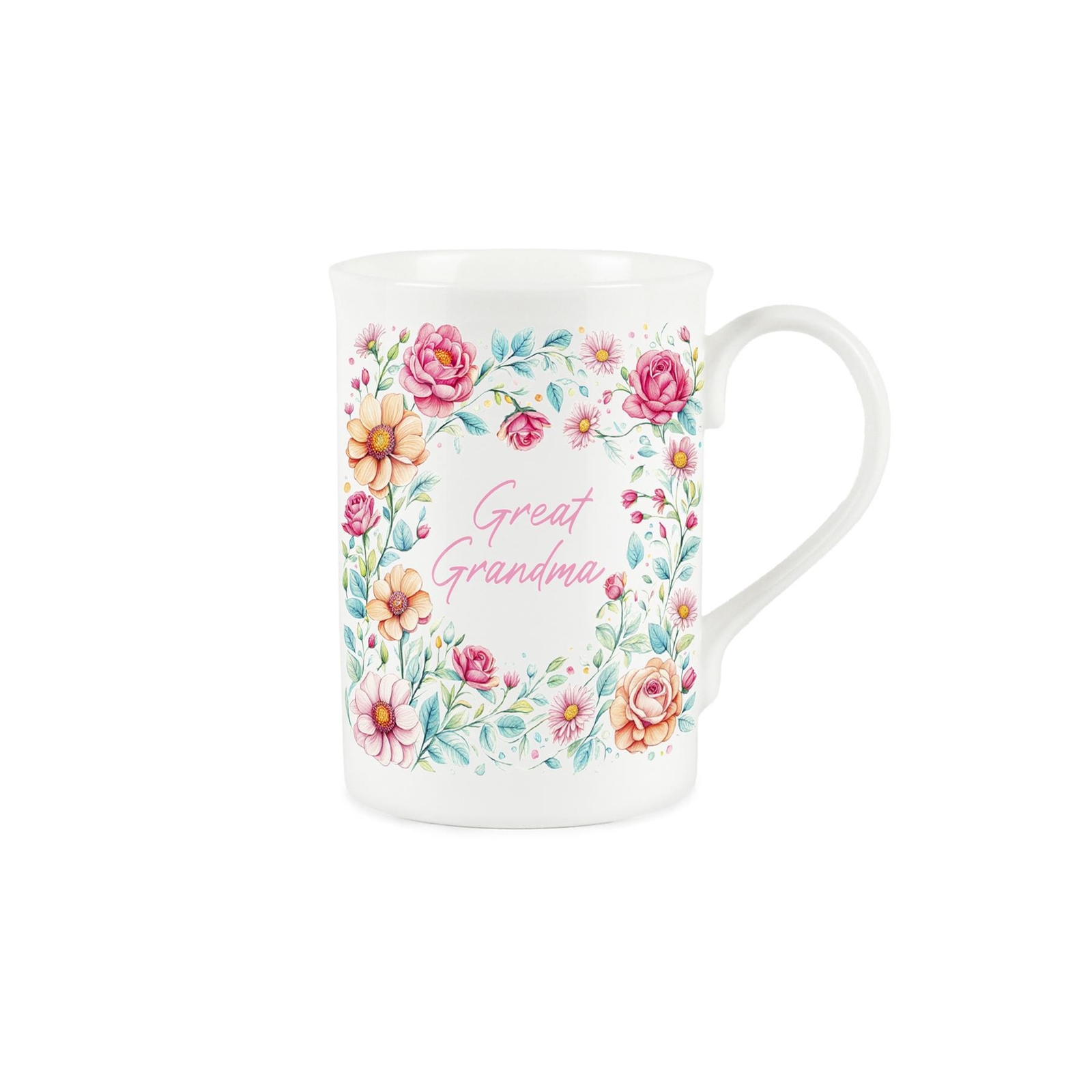 Floral Great Grandma Mug - Pink Flowers Mothers Day Present - Bone China Cup