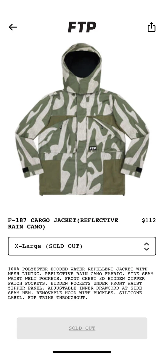 FTP Fuckthepopulation F187 Cargo Jacket Camo size XL (in hand)