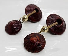 Lucite Plastic Clip On Earrings Dangle Drop Design Lightweight Maroon Handmade