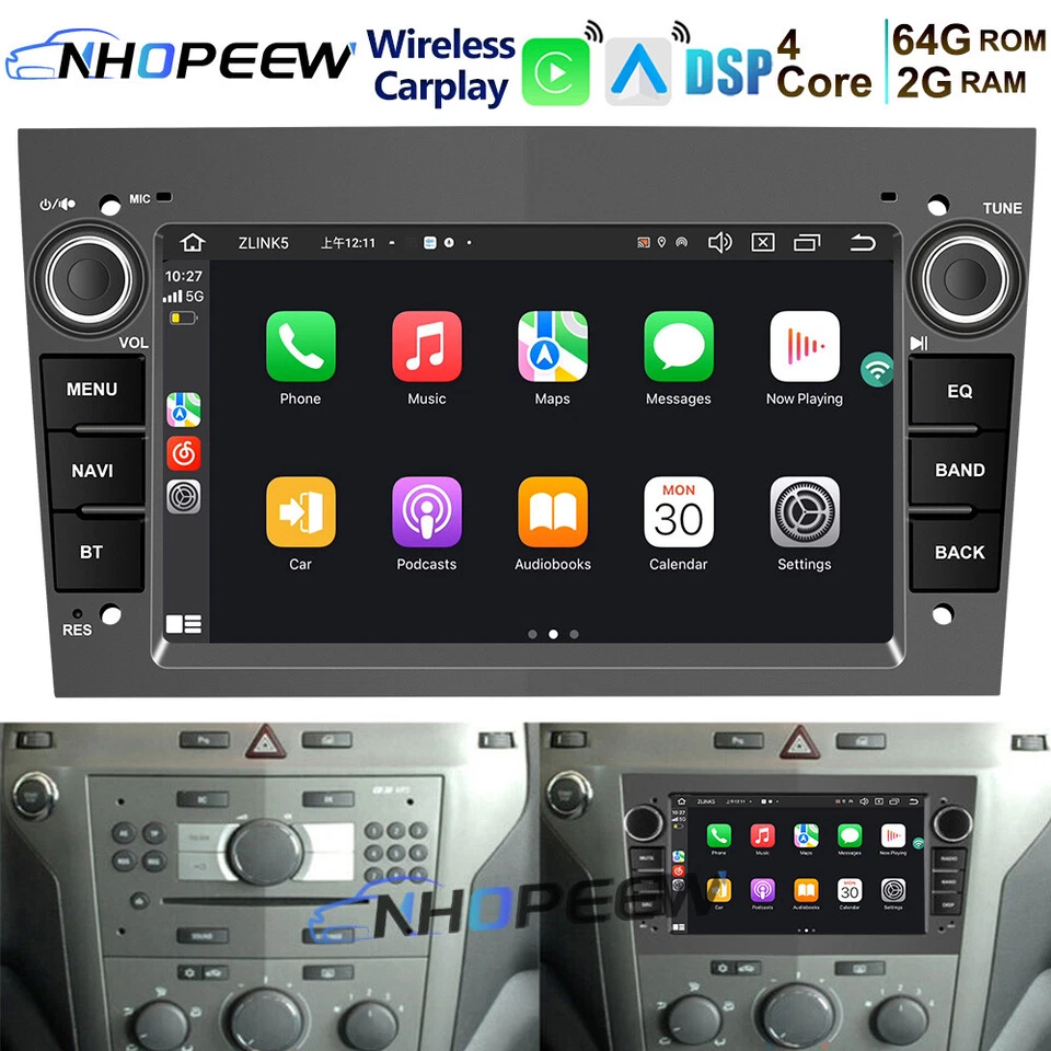 NHOPEEW Für Opel Astra H Zafira B Corsa C D Android 15 Carplay Autoradio GPS Navi 2+64GB