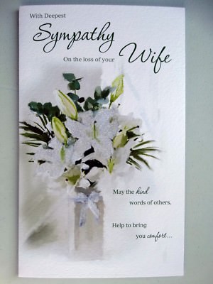 Old English Company Biglietto Di Condoglianze Con Rose Bianche E Scritta On The Sad Loss Of Your Wife (lingua Italiana Non Garantita), Biglietto Per Condoglianze E Biglietto Bianco Interno