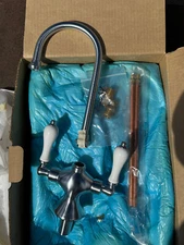 New Phylrich K8161 Single Hole Kitchen Faucet NOS Satin Chrome Over Brass Bar