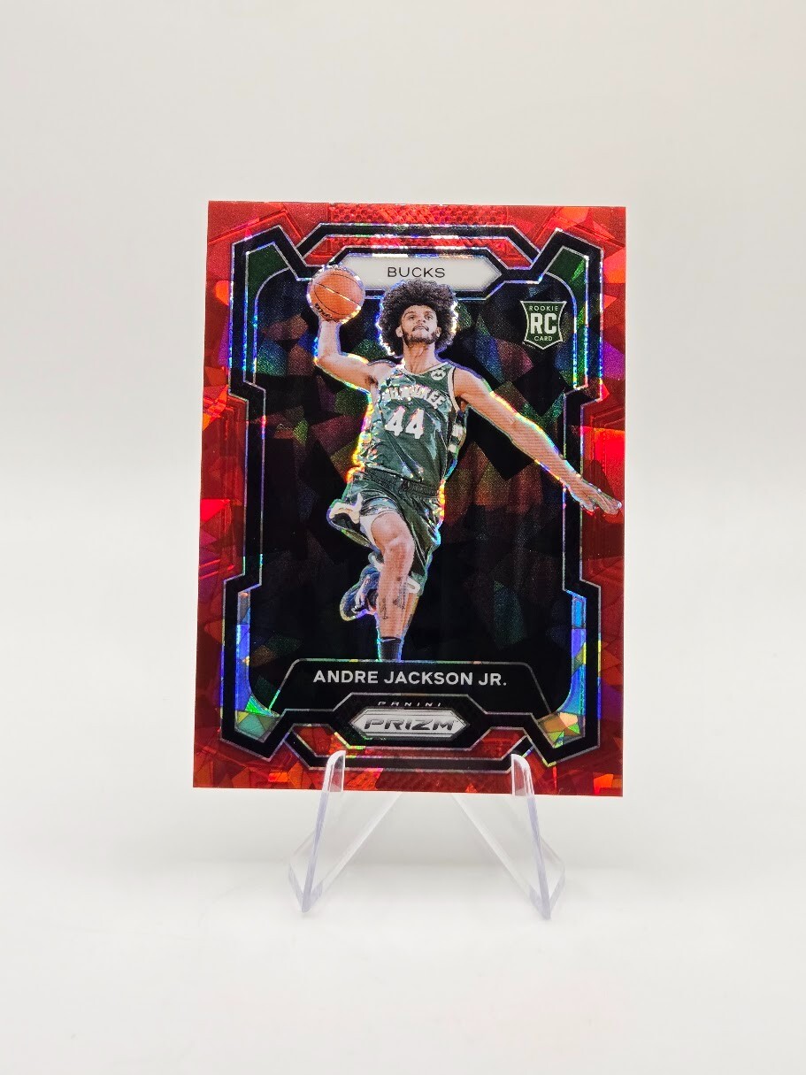 Andre Jackson Jr. 2023-24 Panini Prizm RC Red Cracked Ice Prizm SP #131 Bucks