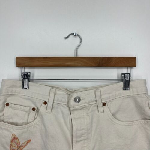 Levi's Denim Shorts Women's 32 White 501 High Rise Butterfly Graphic Print - 第 2/13 張圖片