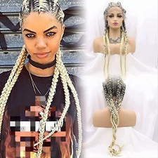 Gray Blonde Braided WIgs Box Braids Lace Front Wigs Braided Wigs with Baby Hair