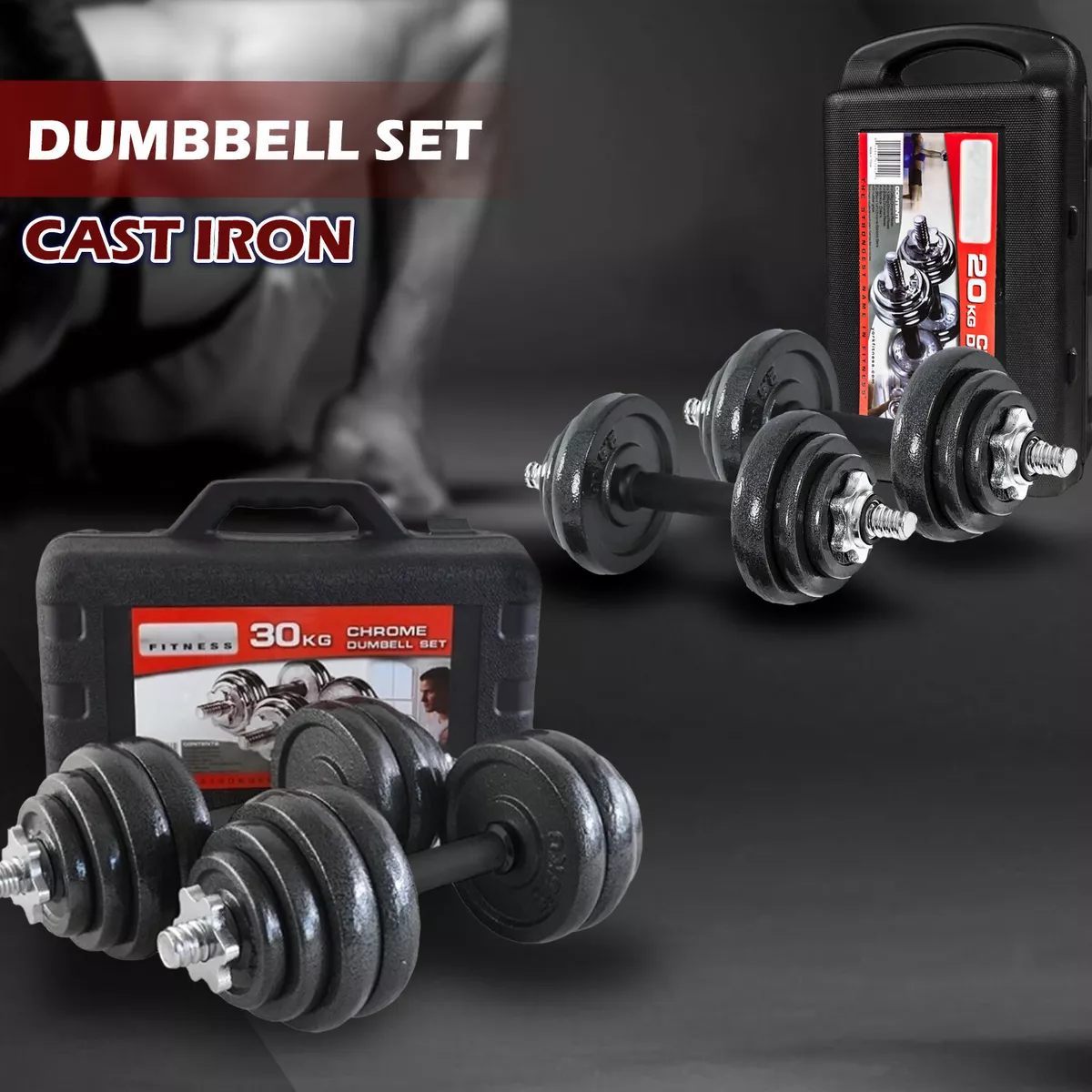 Cast Iron Dumbbell Set Weight Dumbbells Home Gym Training Fitness