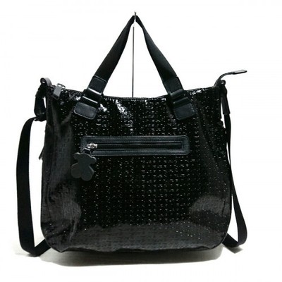 TOUS 2way Tote / Shoulder Bag Black Enamel (Leather) Used VG From  