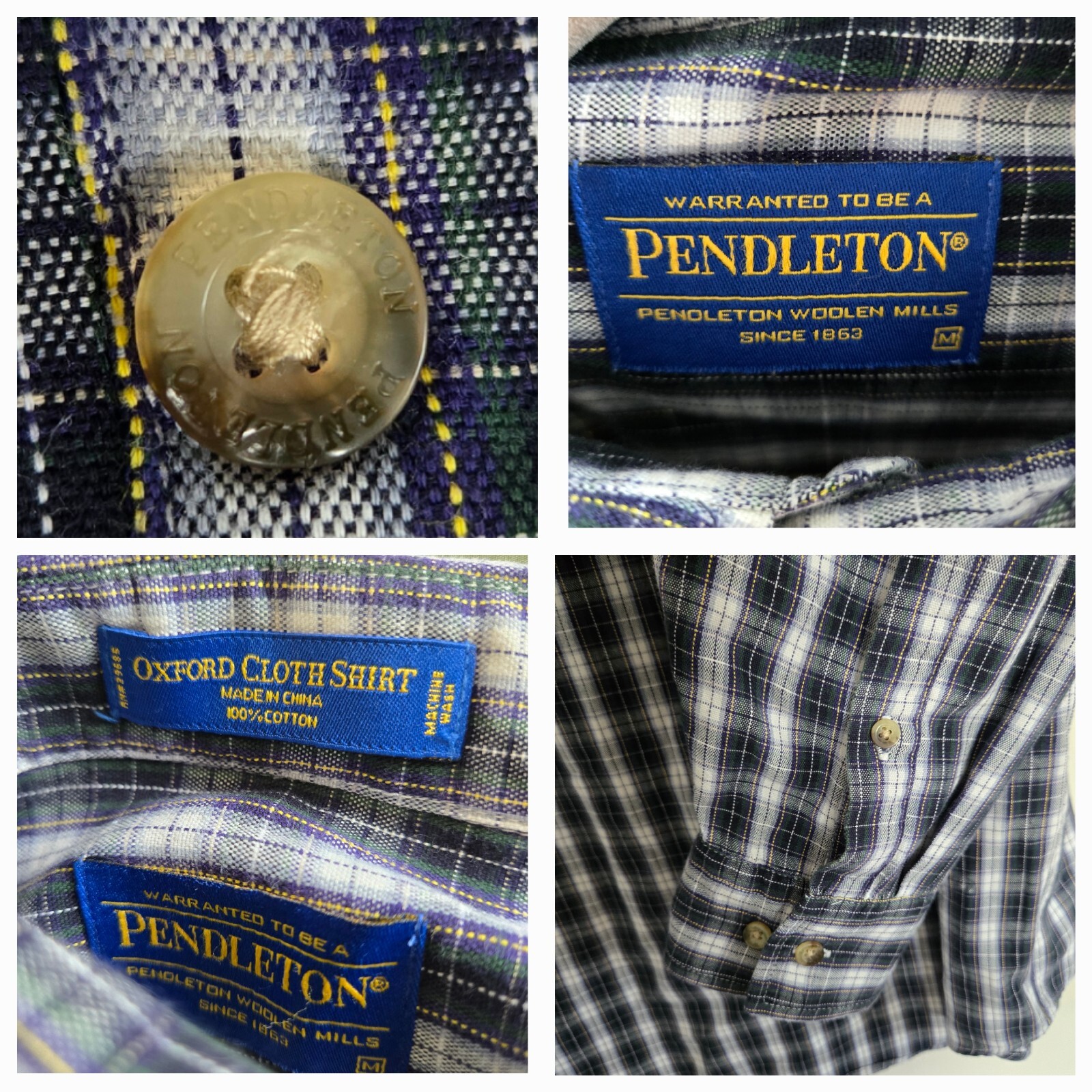 Pendleton Button Down Shirt Men's M Blue Plaid - image 12