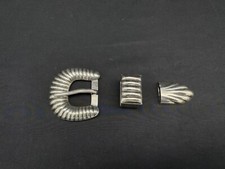 Vintage Taxco Mexican Modernist Sterling silver belt buckle set