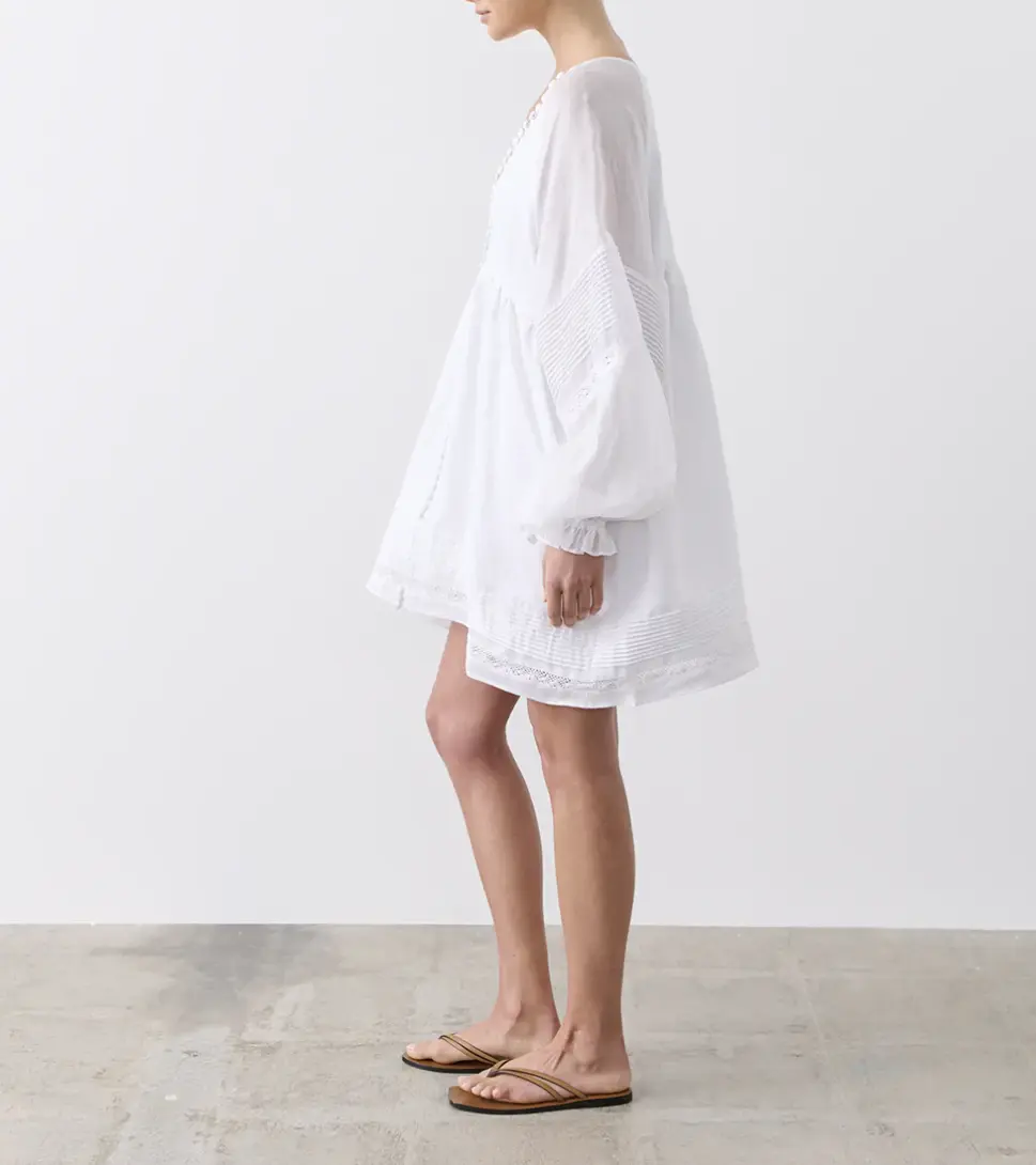 JOSLIN Lillian Linen Ramie Smock Dress White AU8 / US4 Orig. $320 NEW