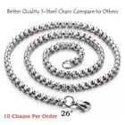 10 x PCS 3MM Wholesale 26 Inch 316L Stainless Steel Rolo Chain Necklace Lot