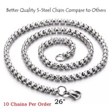 10 x PCS 3MM Wholesale 26 Inch 316L Stainless Steel Rolo Chain Necklace Lot