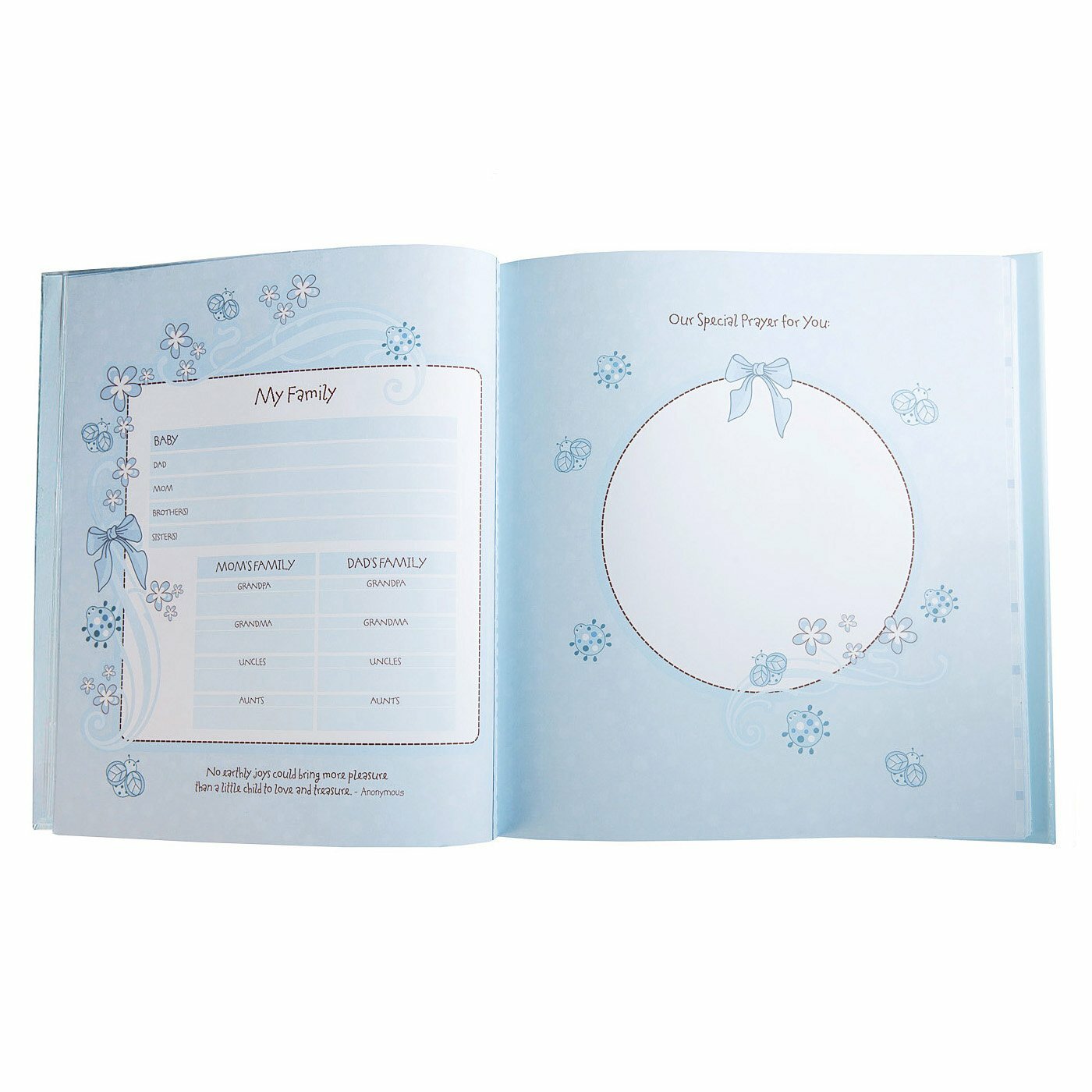 Christian Art Gifts Boy Baby Book of Memories Blue Keepsake Photo Album