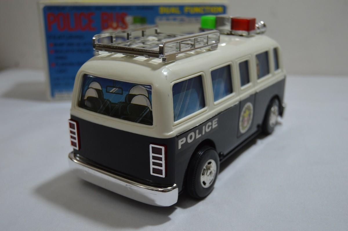 RARE Vintage Yonezawa NOS Japan Battery Operated Police Bus