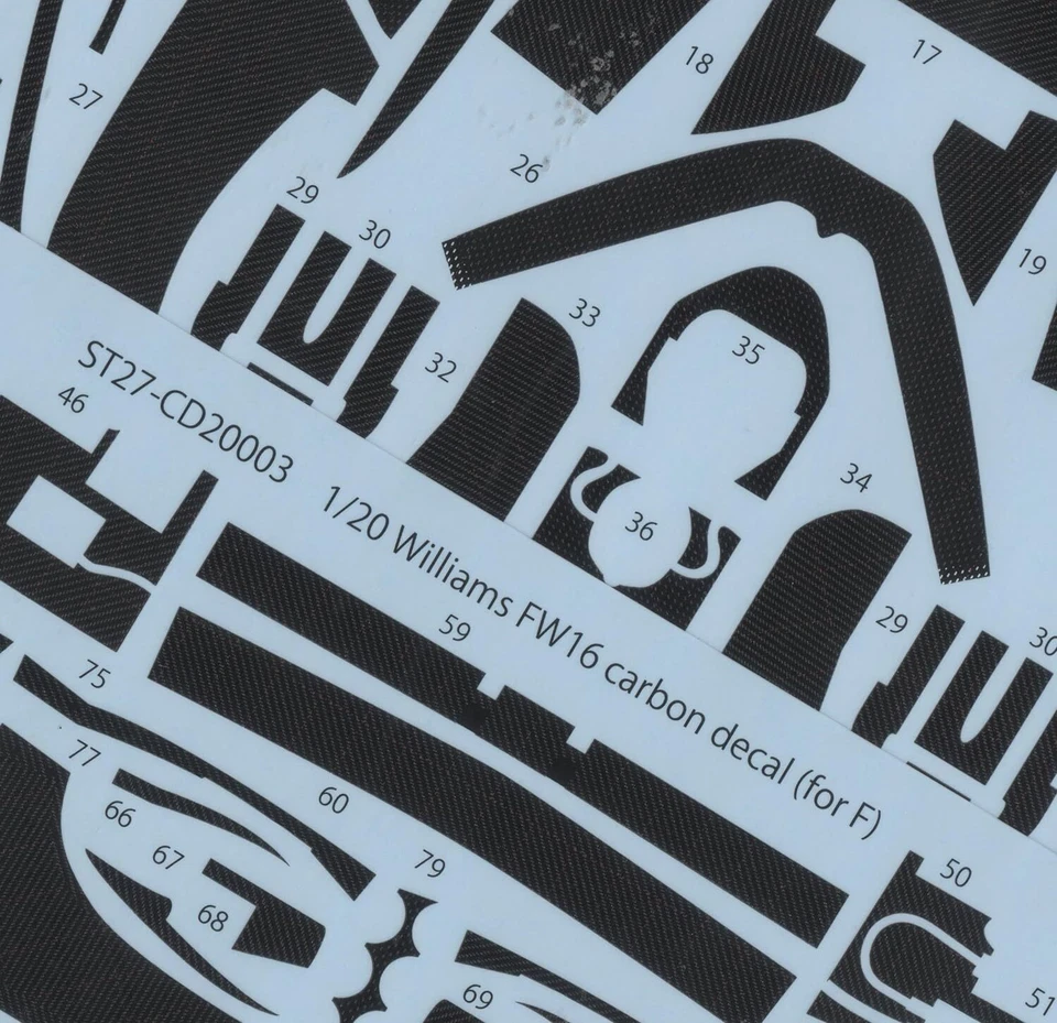 Adesivo in carbonio Studio 27 1/20 Williams FW16 per Fujimi dal Giappone 11653 - Immagine 3 di 4
