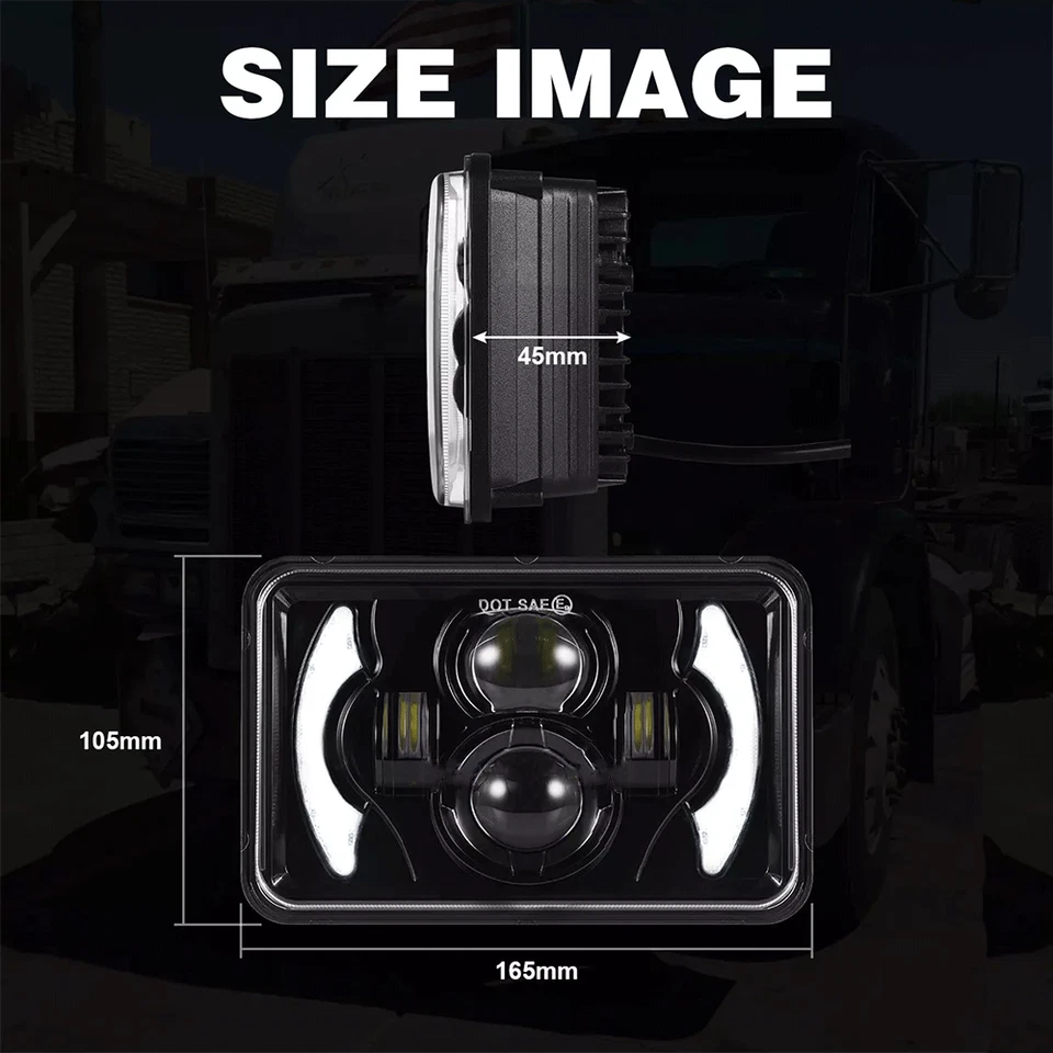 Faros LED 4x6" haz de sellado alto/bajo DRL H4 4 piezas para Ford LTL9000 CLT9000 CL9000 Foto 2 de 4