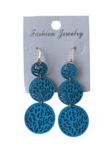 Turquoise Circular Dangle Earrings Length 2.5 Inches Lightweight NEW Pierced