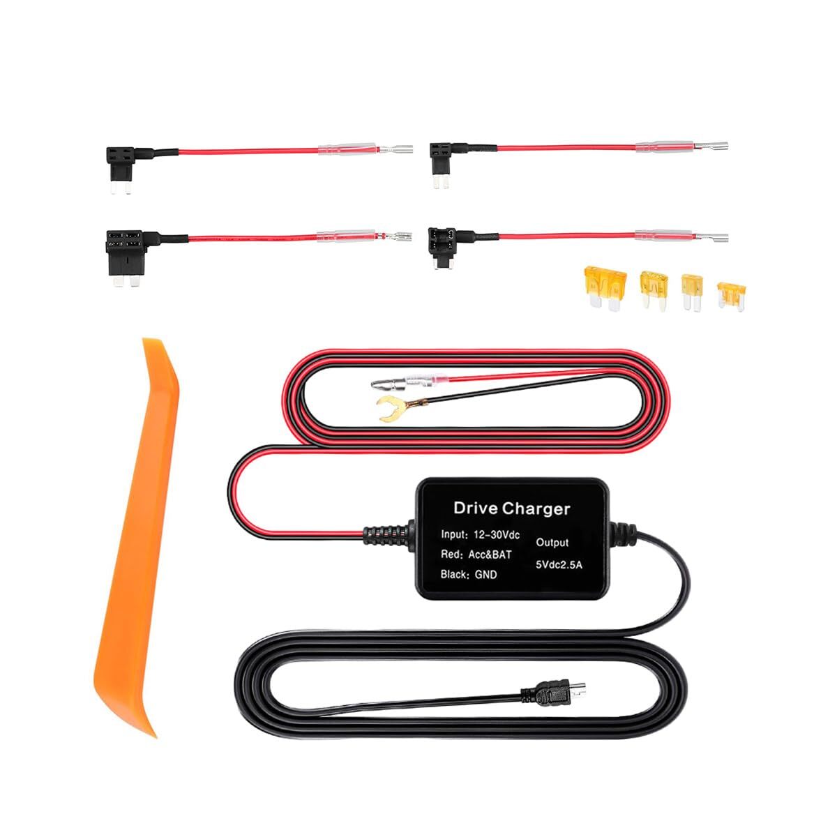 Sylvil Dash Cam Hardwire Kit, Mini USB Hard Wire Kit for Dashcam, 12V-24V to ...