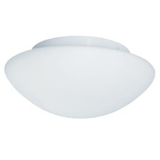 White Bathroom Modern Round Flush Light with Opal Glass Shade 230mm