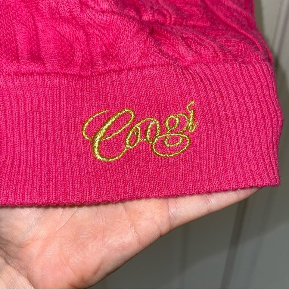 Coogi Sweater women's L Pink Cardigan V Neck Grandpa Button Front ...