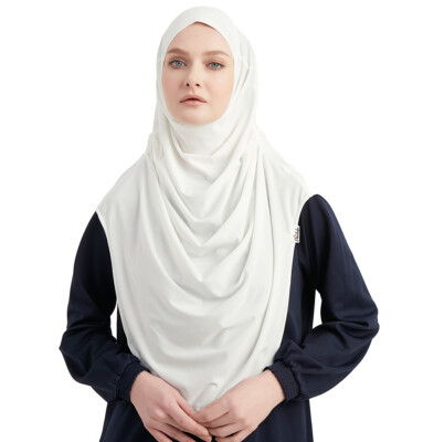 Modefa Premium One Piece Easy Muslim Islamic Instant Long Hijab   White