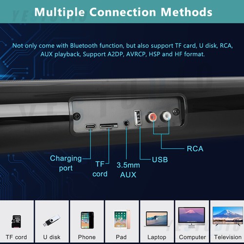 Wireless TV Soundbar Subwoofers Speaker Bluetooth 5.0 Sound Bar for Home Theater - Picture 3 of 12