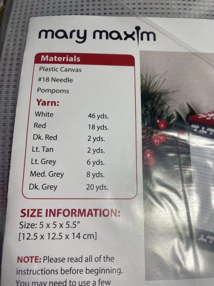 Mary Maxim Gnomo Caja Pañuelo Cubierta Plástico Lona Kit - 31541 Foto 2 de 2