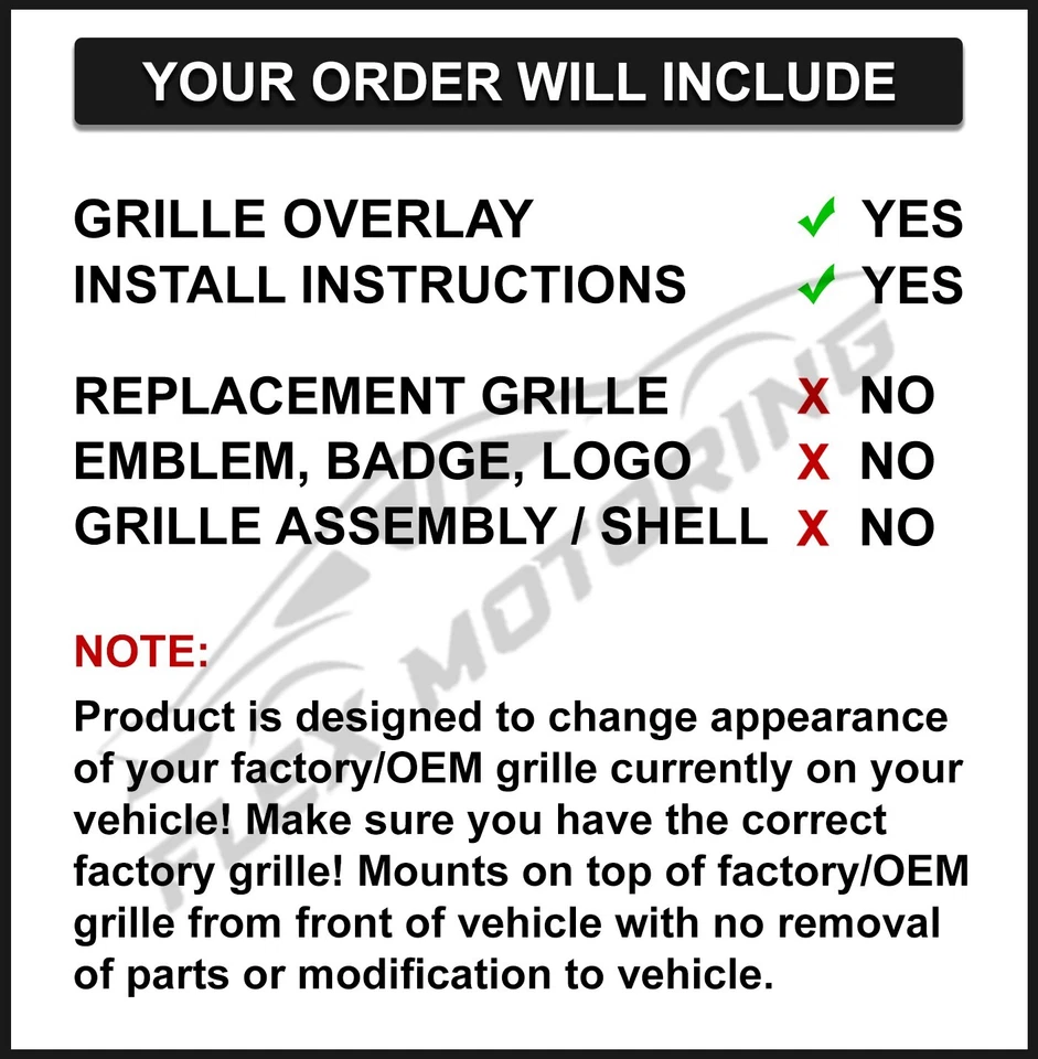 Gloss Black Grille Grill 3PC Overlay Mesh For 2016-2018 GMC Sierra 1500 SLT — 第 3/4 张图片