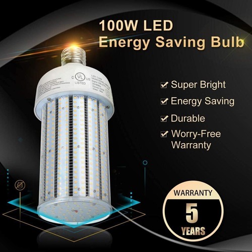 100W LED Corn Bulbs Light Replace 400W MH/HPS Warehouse Parking Lot Light 5000K - Picture 8 of 12