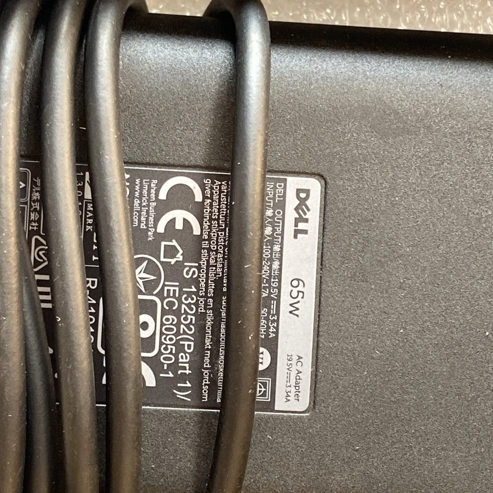 Lote de 10X Cargador Adaptador Original Dell 65W 19.5V 3.34A Pin Grande Con Cable de Alimentación Foto 3 de 4