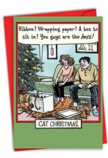 1 Funny Christmas Card with Envelope - Cat 1888