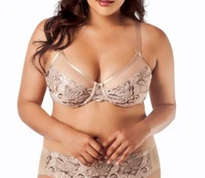 Curvy Couture Pearl Lotus Embroidered Underwire Bra - 1113
