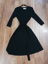 Eliza J Women's Black Longsleeve Knit Tie Waist Long Maxi Dress Large NICE