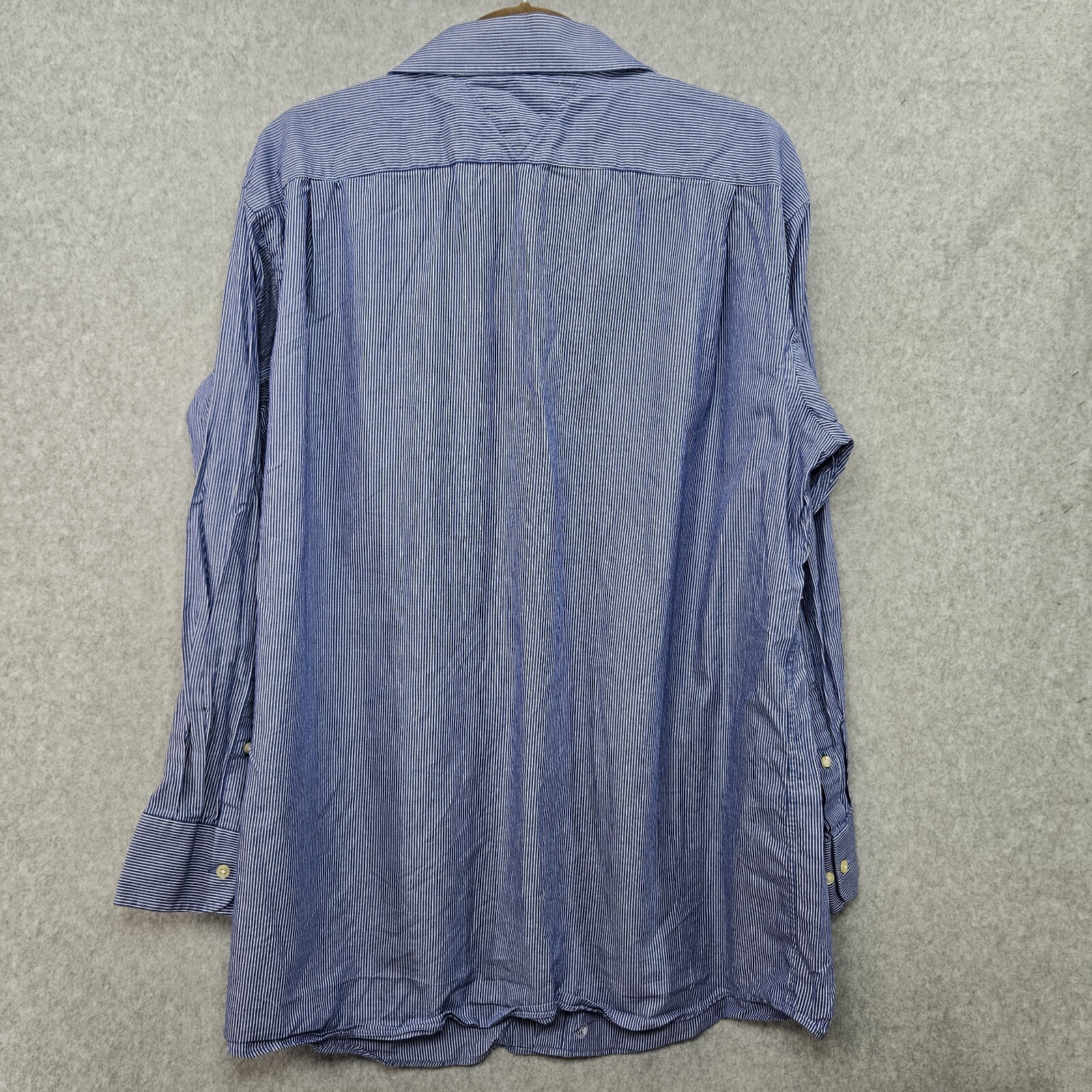 Tommy Hilfiger Dress Shirt Mens Size 16.5 33/34 Blue White Striped 100% Cotton thumbnail 3