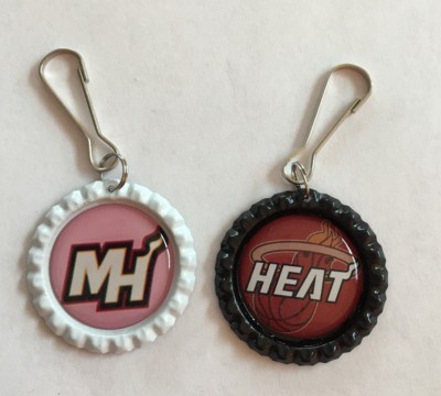Handmade Miami Heat Zipper Pull Set of 2