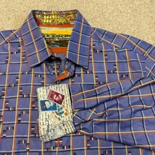 Robert Graham Mens Jacquard Sailing Ships Flip Cuff Paisley Postcard L/S Shirt