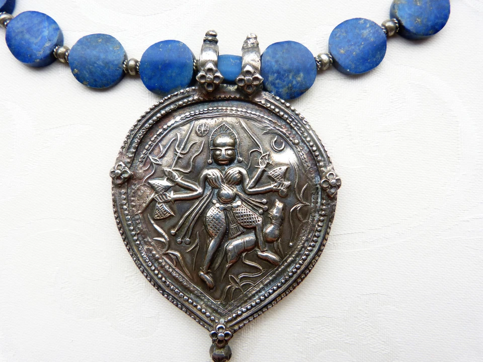 Enorme Amuleto Antigo Índia Shiva, Bheru Bhairava, Rajastão Índia, Colar de Lápis - Imagem 2 de 4