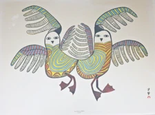 Lucy Qinnuayuak - Two Birds of Baffin - Inuit Art Print, Mintmark Press