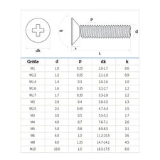 Image of M3 (3MM) PHILLIPS COUNTERSUNK MACHINE SCREWS A2 A4 STAINLESS STEEL CSK BOLTS