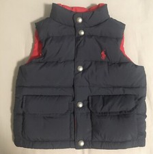Kids POLO RALPH LAUREN NAVY BLUE RED REVERSIBLE DOWN PUFFER VEST, Size 12 Months