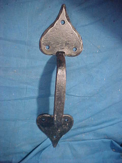 19thc HAND FORGED IRON Spade Shape DOOR HANDLE