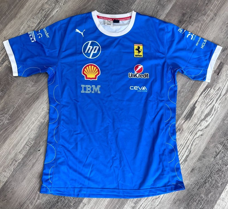 F1 Formula One Ferrari Blue XL Jersey Shirt Lewis Hamilton & Charles Leclerc L